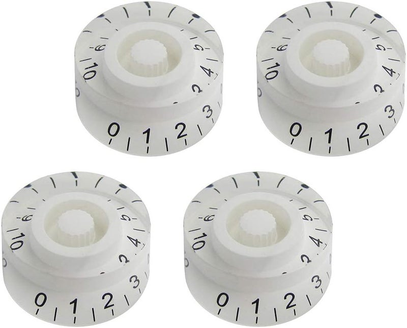 FLEOR 4pcs White Guitar Knobs Top Hat Volume Tone Speed Control Knob for Electric Guitar Parts - Image 1